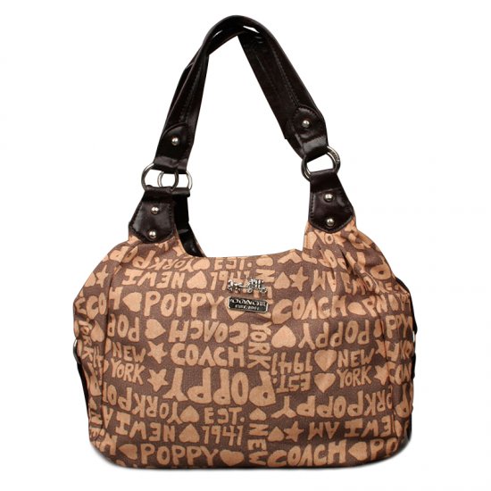 Coach Fashion Poppy Signature Medium Brown Shoulder Bags ENM | Coach Outlet Canada - Click Image to Close